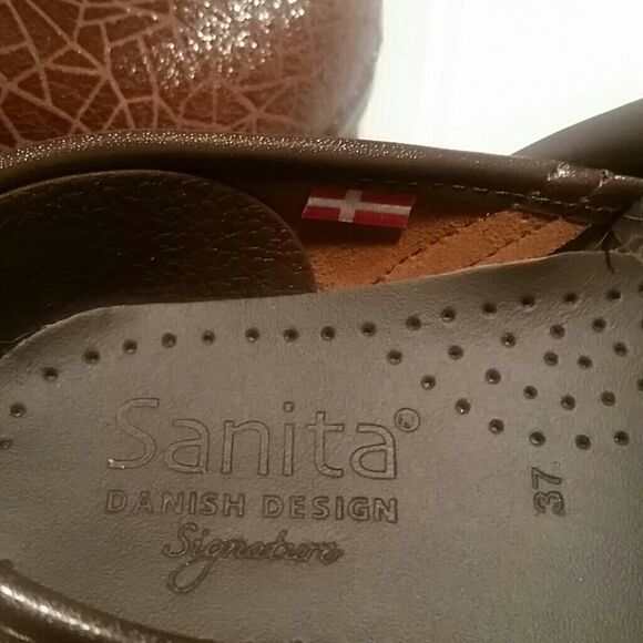 SANITA Professional Leather Clogs Euro 37 Brown Geo Print Sonny Model - Picture 3 of 5